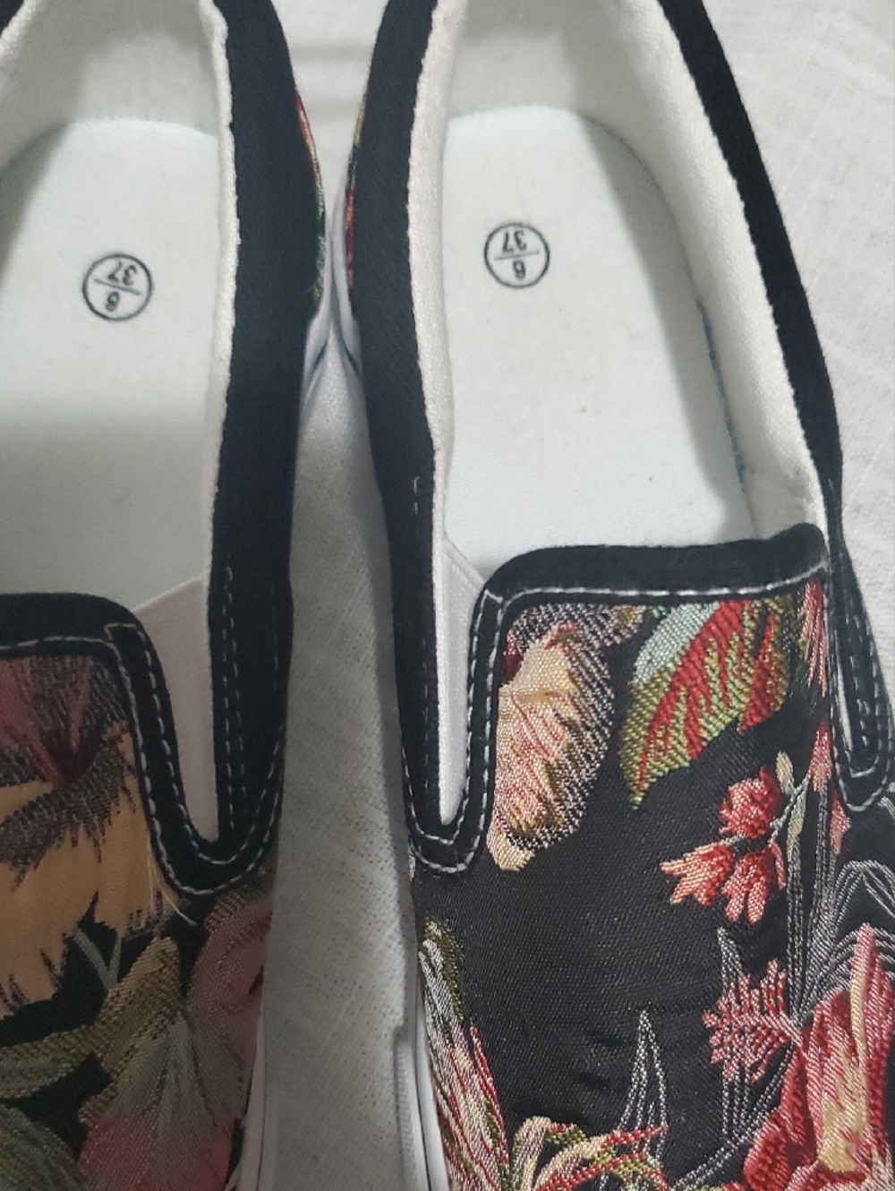 Tropical Floral Slip-On Tapestry Look Canvas Sneakers - Picture 3 of 5